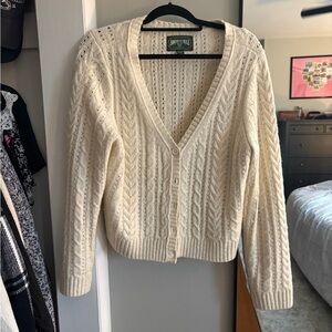 NWOT American Eagle XL Cream Cable Knit Cropped Women's Sweater